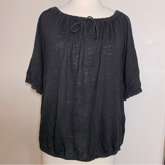LOFT Black Linen Peasant Short Sleeve Top, XL & XXL - Picture 10 of 16